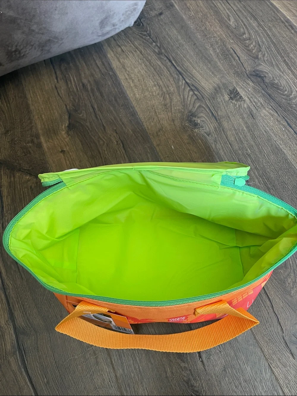 Trader Joe's Orange Insulated Lunch Bag with Green Zipper